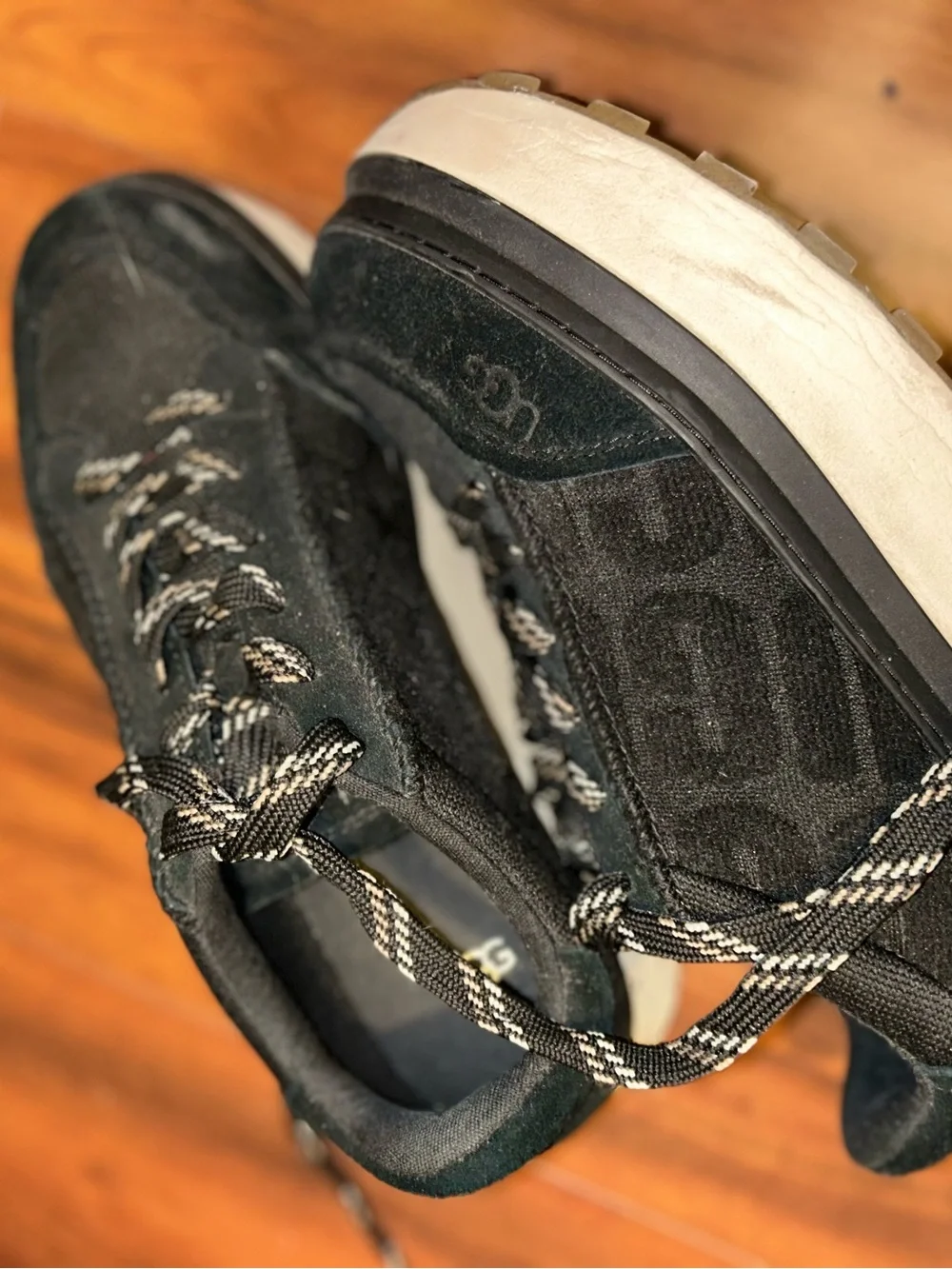 UGG Kids Black Suede & Fabric Trail Sneakers